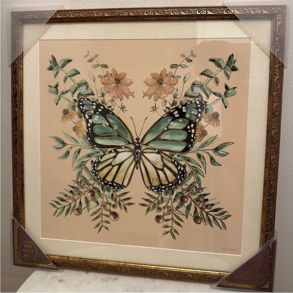 NEW Marmont Hill Hand Foiled Butterfly Framed Portrait 
18”X18”